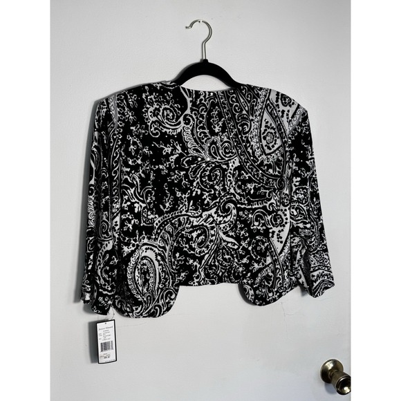 Jessica Howard 18W Women's Sequin Paisley Bolero Jacket Black Ivory Luxury Party - Picture 5 of 12
